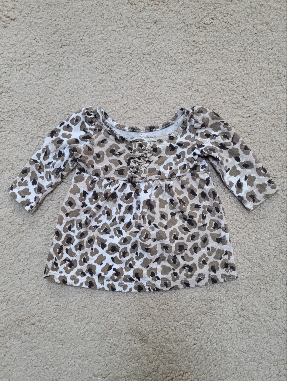 Koala Baby Leopard Print Long-Sleeve Top in Brown and Cream 3 months